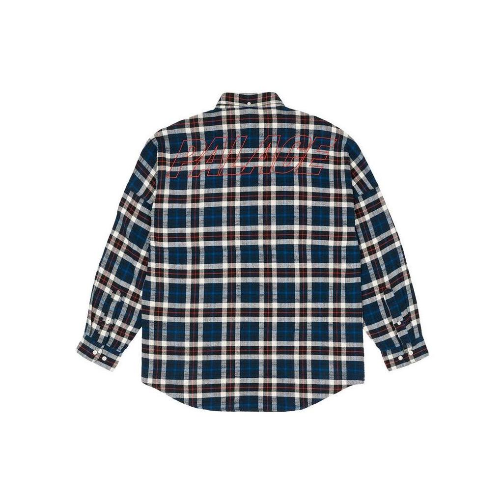 Palace Flannel Drop Shoulder Shirt Navy Men Tops Blue P23SHT070