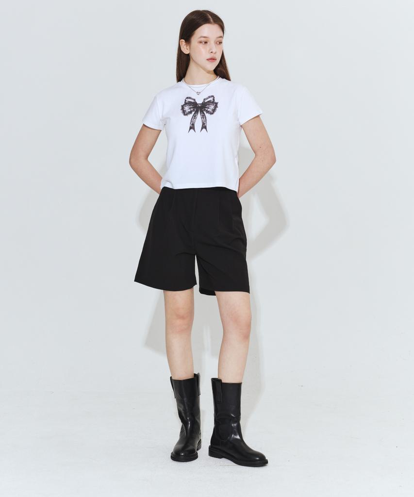 Damiswi Lace Ribbon T-Shirt_White
