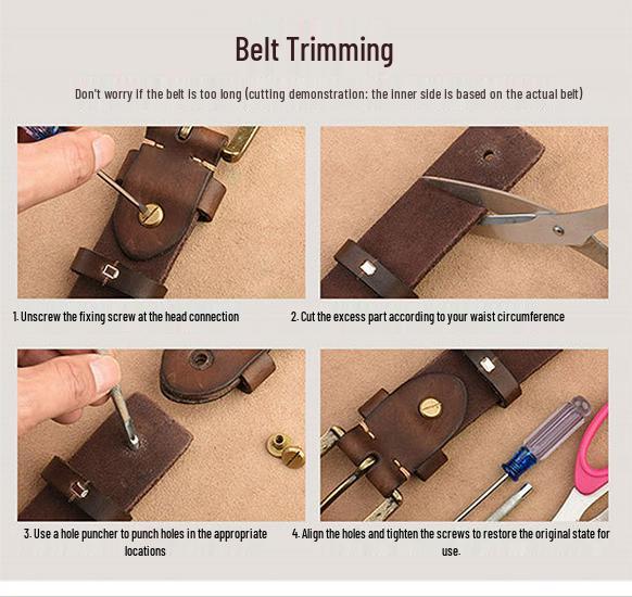 Men's Retro Cowhide Leather Belt, Durable & Versatile for Jeans & Business Attire