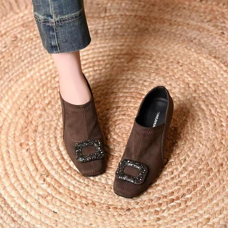 New Square-toed, Thick-heeled Women's Boots, Square-buckle Boots, Comfortable and Versatile Women's Shoes