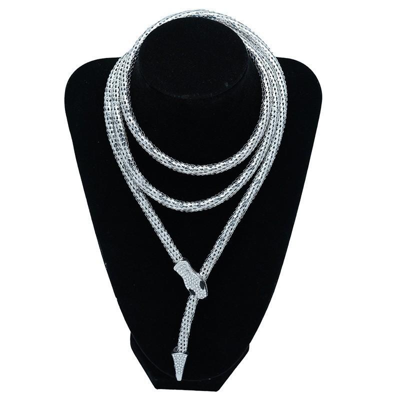 Wind-Encrusted Diamond Trendy Cool Snake Necklace High-End Sense Personalized Long Collar High-End Sense Men'S And Women'S Fashion Accessories