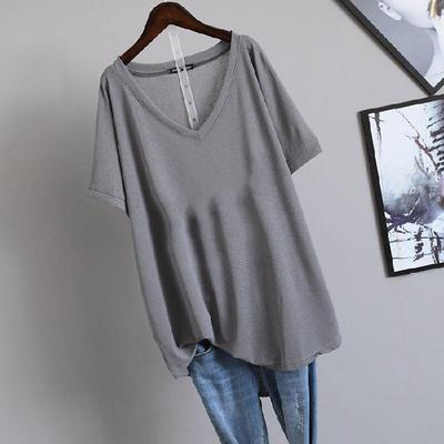 Women's Solid Color Pullover Lightweight Short Sleeve Top Plus Size Loose Short Sleeve