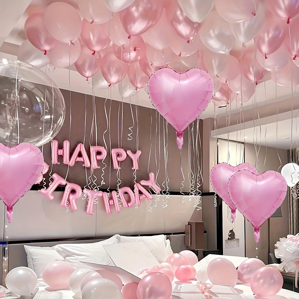 Pink Balloon Set LOVE Birthday Letter Aluminum Film Balloon Colorful Confetti Balloon for Princess Tea Party Birthday Proposal