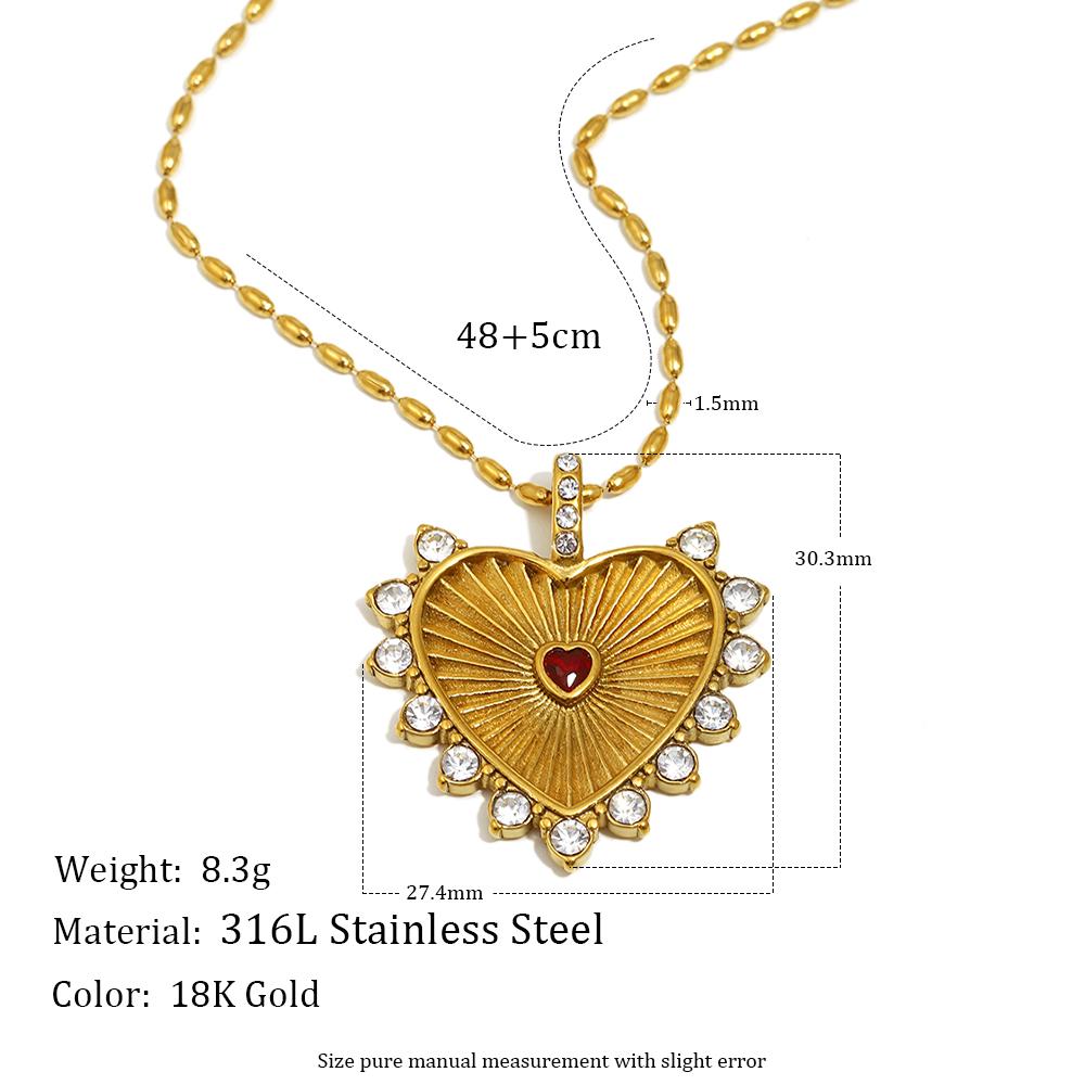 

MamacitaSlay 316L Stainless Steel Heart Cross Zircon Earrings Necklace 18K Gold Plated Waterproof Jewelry Set Women s Gifts