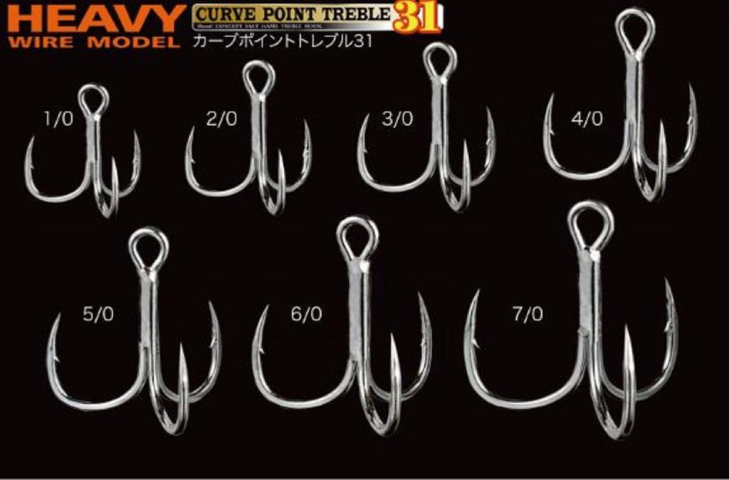 Shout 231-CS Curve Point Treble Hook Heavy Duty Size 3/0 (1566)