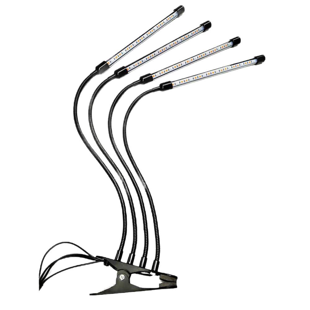 Four-Head LED Plant Growth Light with USB Timer and Full Spectrum Dimming
