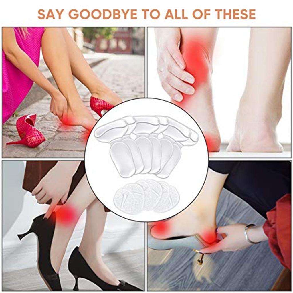 Heel Cushion Inserts And Metatarsal Pads For Women Silicone Shoe Pads Insoles For High Heels Casual Shoes , Blister Prevention