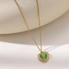 18K Gold Cat's Eye Heart Necklace - Women's Stainless Steel Heart Pendant Clavicle Chain