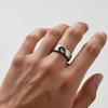 Heart-to-Heart Matching Titanium Steel Couple Rings with Diamond Inlay - Brushed Wedding Rings for Men and Women