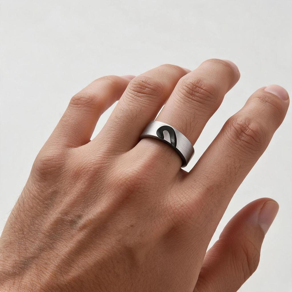 Heart-to-Heart Matching Titanium Steel Couple Rings with Diamond Inlay - Brushed Wedding Rings for Men and Women