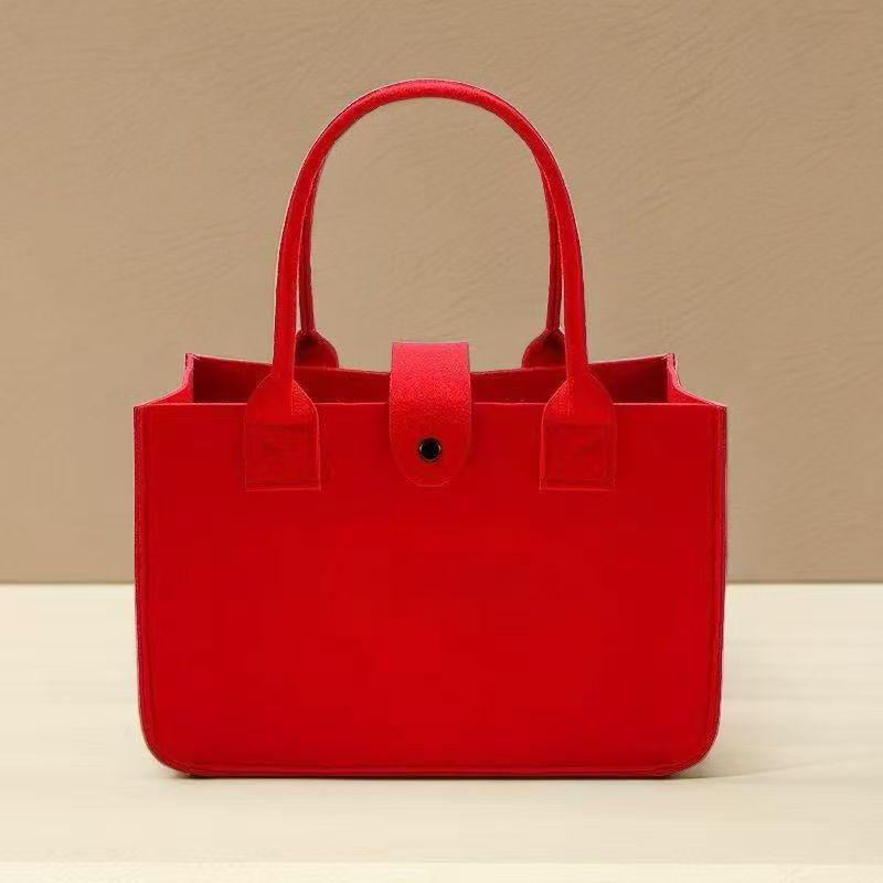 Solid Color Felt Handbag: Large Capacity Commuter and Student Bag