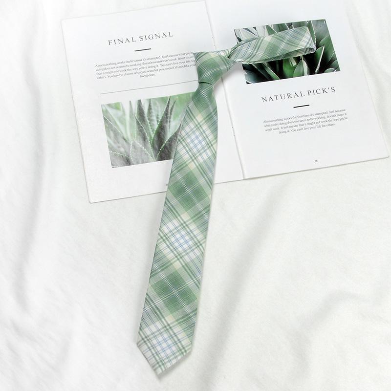 Lemon Sea Salt Plaid School Uniform Tie - Handmade Japanese Academy Style for Men & Women