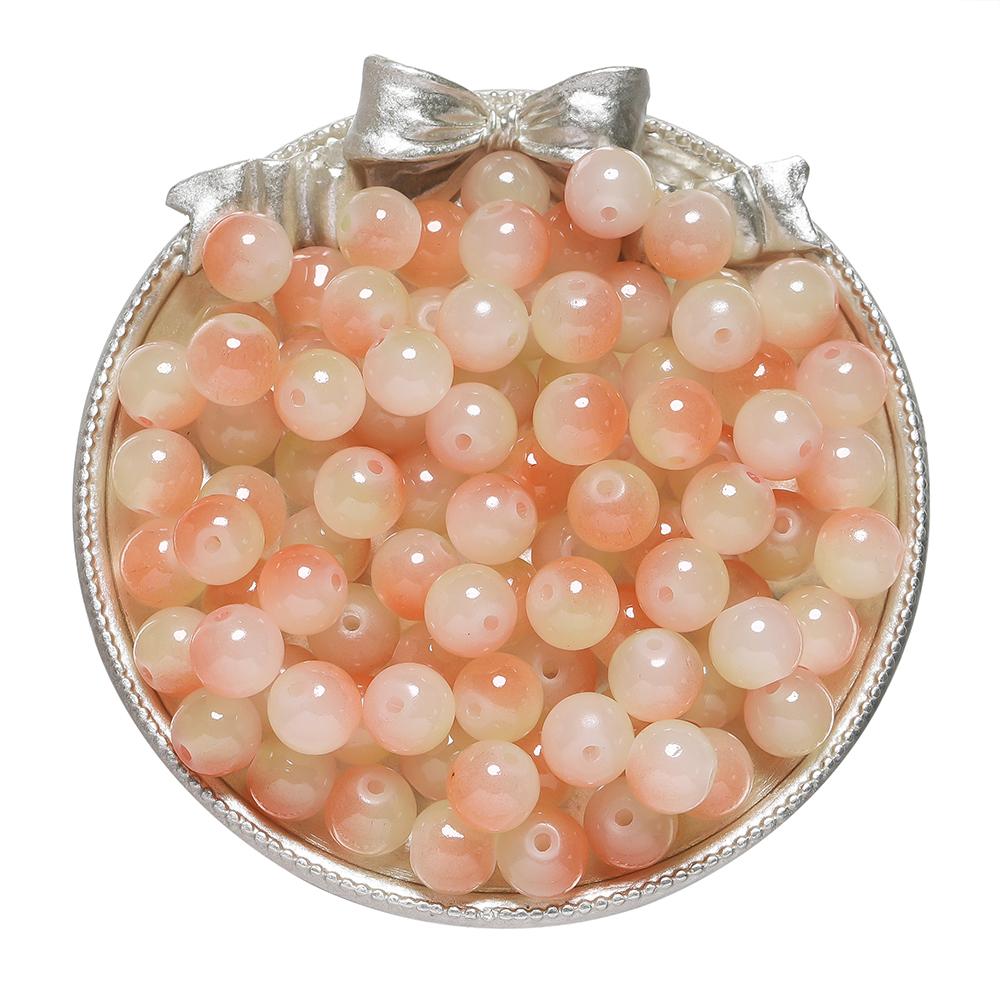 50pcs 8/10mm Double Color Jelly Result Round Glass Beads Loose Spacer Beads Pattern for Jewelry Making DIY Bracelet Necklace