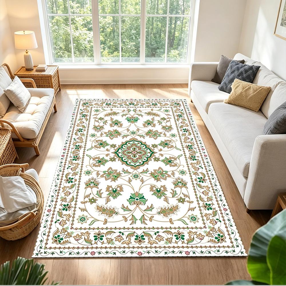 Elegant Floral Pattern Design Non-Slip Home Carpet Design for Office Decor Living Room Bedroom Gift