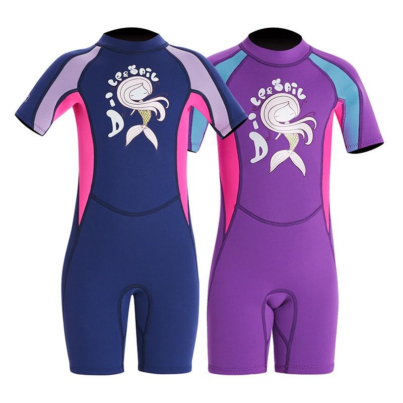 Kids 2.5mm Neoprene Wetsuit Girls Warm Full-Body Dive Suit Snorkeling Swimming Surfing