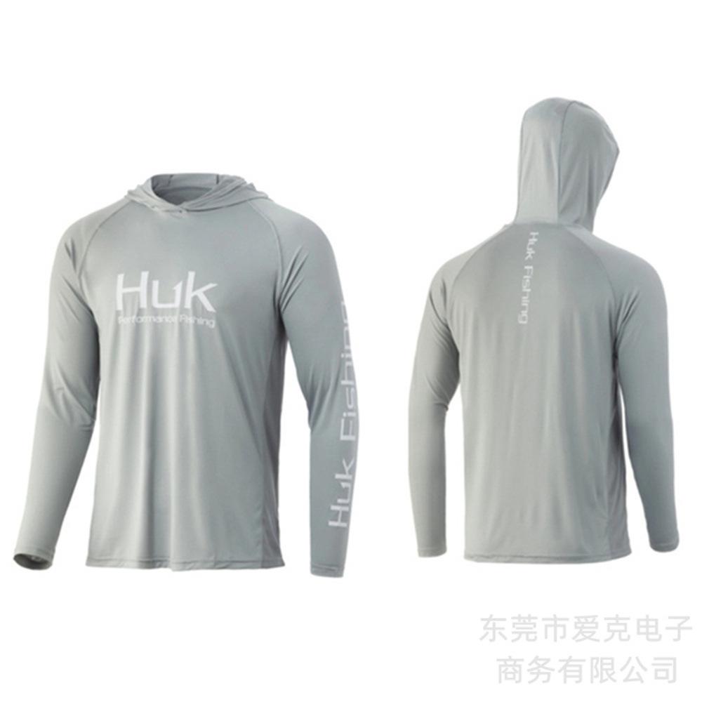 HUK Fishing Shirt Hooded Long Sleeve T-Shirt Men's Sunscreen Fishing Suit Outdoor Sports Luya Fishing Suit Quick Drying Breathable
