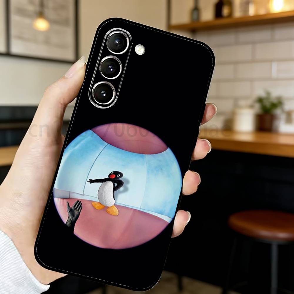 Cute P-Pingu Phone Case For Samsung S20,21,22,23,24,25,26 Ultra,Plus,Black Soft Cover