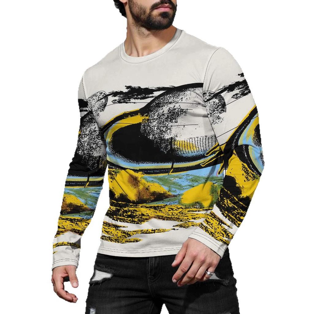Men's Long Sleeved Casual Fashionable Simple Style Fashionable Versatile Comfortable Casual Plus Size Men's T-shirt