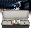 Anti-scratch PU Leather Watch Bag Black 6 Slots Watch Storage Zipper Type Dustproof Watch Case Watch Protection