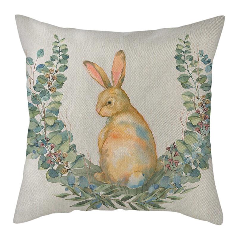 Husă de pernă din in bej Husă de pernă cu model iepure gri pentru scaun de acasă canapea și fete de pernă decorative pentru mașină 45x45cm