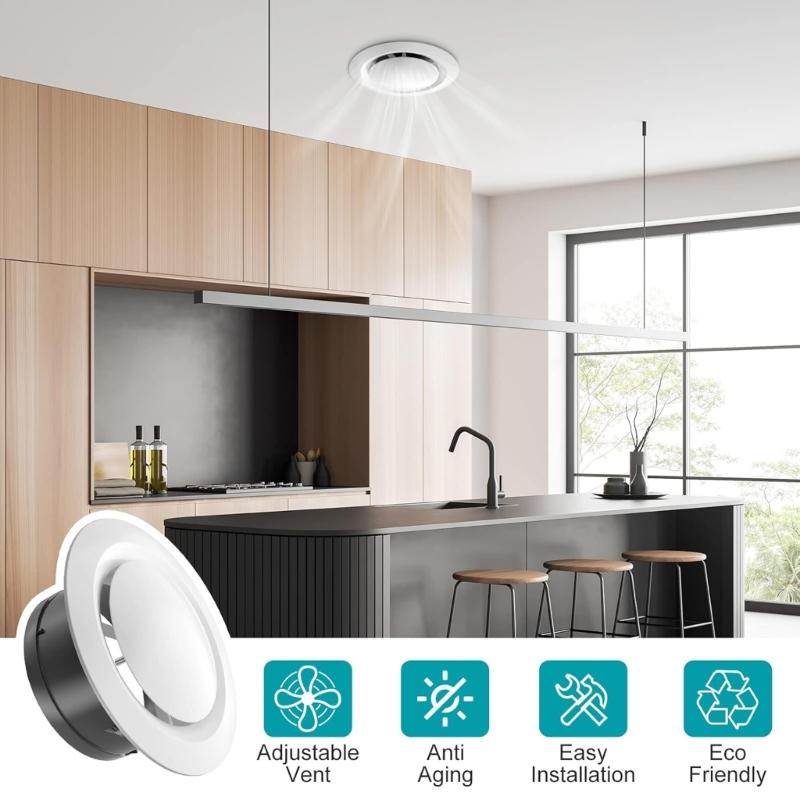 Round Air Vent Cover Outlet Exhaust Vent Ducting Ventilation Grilles Air Vent Extract Valves for Home Kitchen Bathroom