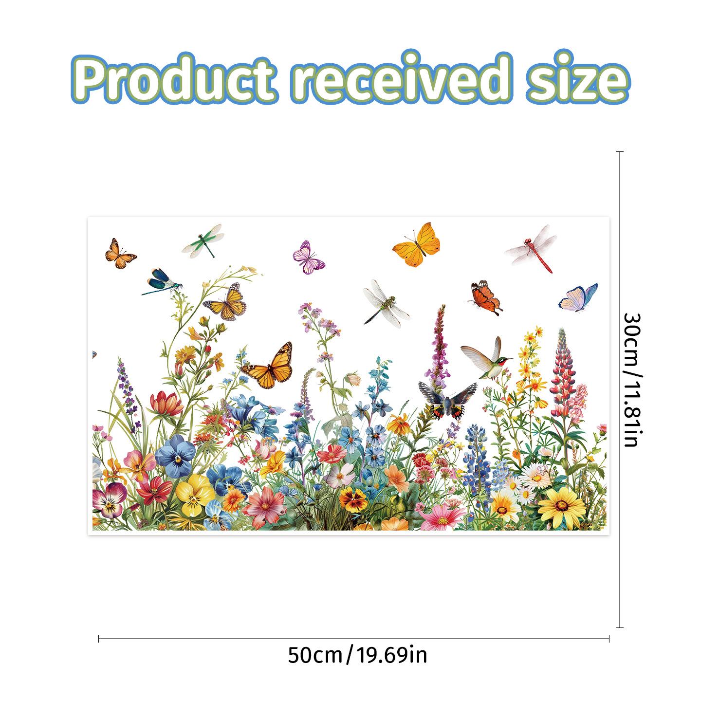 

Зеленые растения, цветы, наклейки на стену с бабочками, наклейки на окна, стеклянное окно, украшение комнаты, электростатические наклейки Wildflower Butterfly (OPP bag + roll stick)