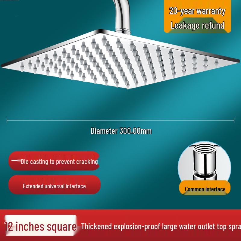 304 Stainless Steel Pressure-Boosting Rain Shower Head for Home Bathrooms