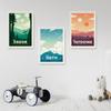Poster di Viaggio Retro Paesaggistico, Poster di Montagna, Decorazioni Stampate, Dipinti Regalo per Soggiorno, Dipinti da Parete