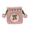Sweet Hand-Woven Coin Bag Knitted Yarn Crochet Drawstring Bags Mini Wool Crochet Bag Women