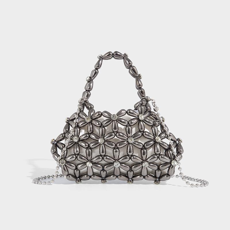 

2025 новый персонализированный браслет из бисера, плетение, инкрустированный бриллиантами, блестящий, неэффектный, как пельмень, облако, клатч, сумка-мессенджер чёрный