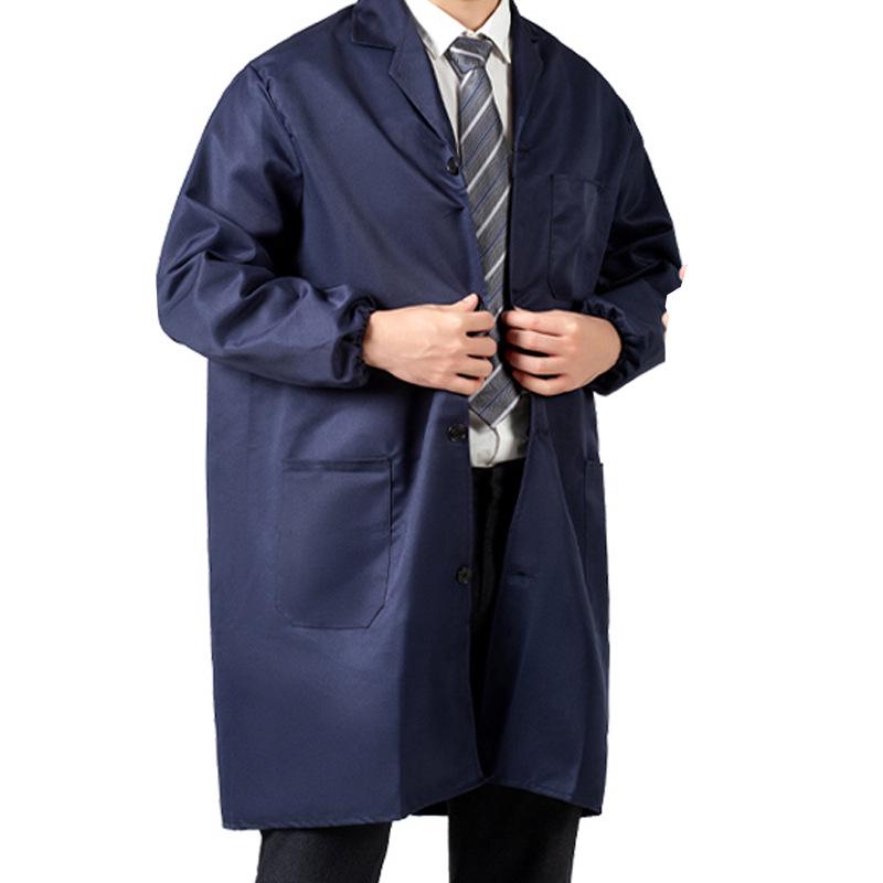 Unisex Dustproof Blue Workwear Robe with Printing & Embroidery