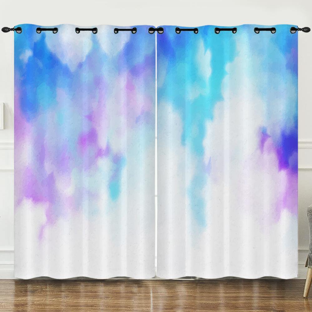 Curtain Color Highlight 3D Digital Printing Blackout Curtain Punching