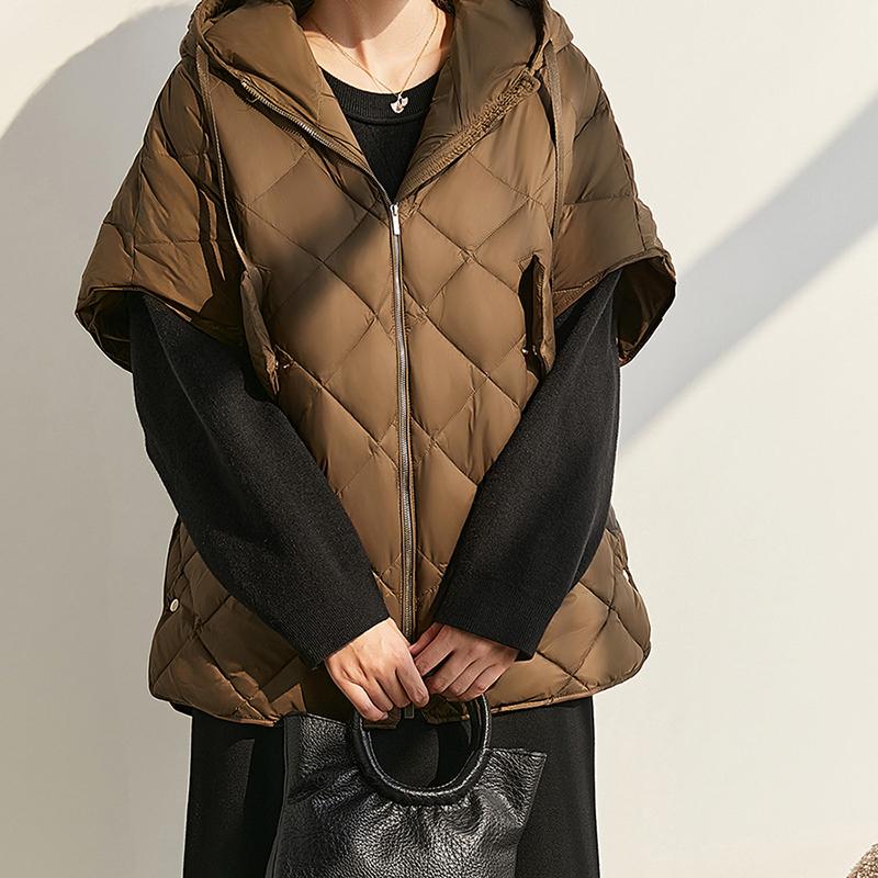 Podzim Zima Volná S Kapucí Dolní Vesta Dvojitý Zip Zesílená Vesta Svrchní Oblečení Dámská Dolní Teplá Vesta