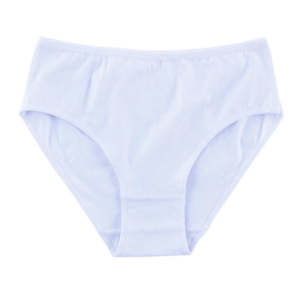 High Waist Plus Size Women's Cotton Underwear - Solid Color for Middle-Aged and Elderly Moms