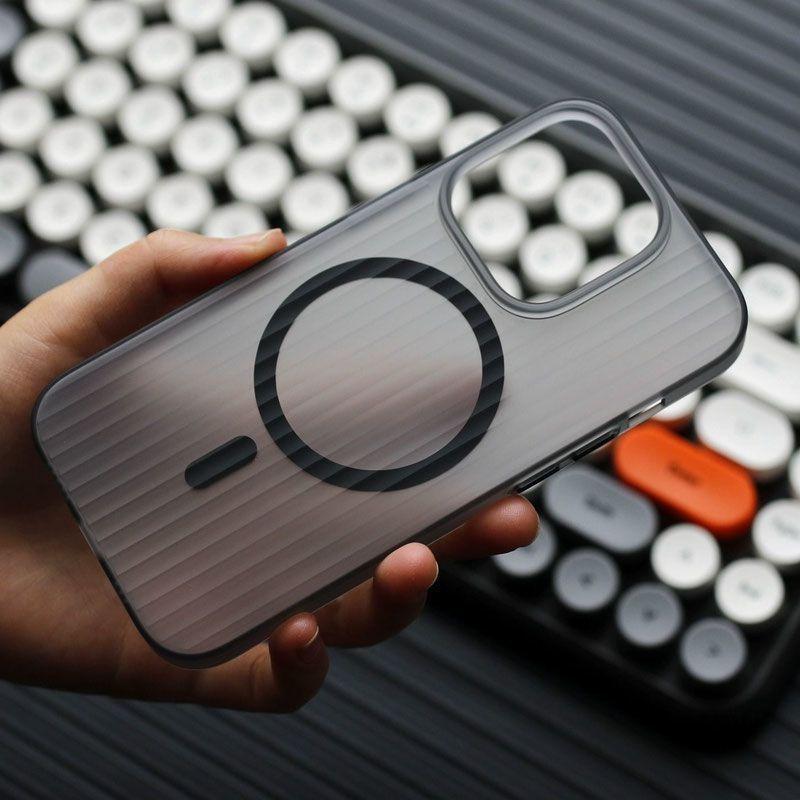 For VIVO iQOO 15 Case Frosted PC Luggage Stripe Slim For MagSafe Magnetic Transparent Phone Cover For VIVO iQOO 15 Shell Bumper