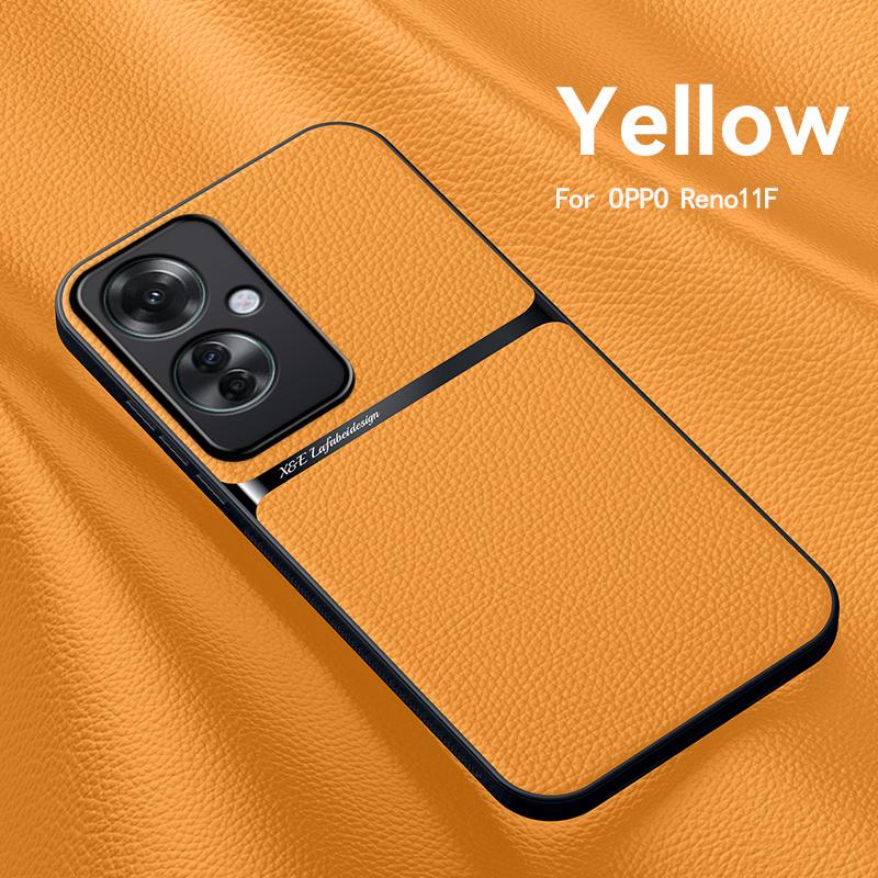 

Reno11F 5G Case Car Magnetic Holder Leather Back Cover For OPPO Reno 11F 11 F Reno11 F 5G CPH2603 Soft Silicone Shockproof Coque For Reno11 F 5G жёлтый