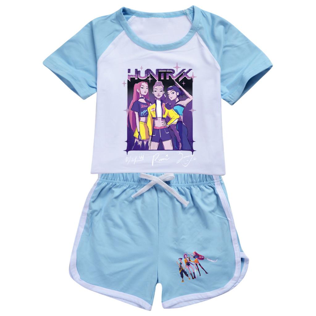 5022 Kids Girls POP Rumi Zoey Mira Print T-shirt Shorts Sport Tracksuit Clothes Set