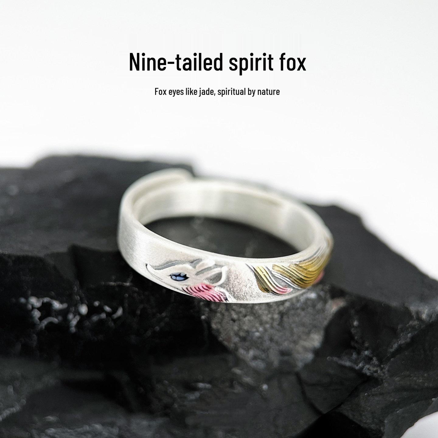 Персонализированное регулируемое кольцо из смолы и эмали с девятихвостым духом-лисой для девочек, новый стиль 2026