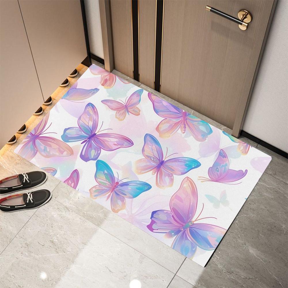 Purple Butterfly Printed Doormat Non-Slip Entrance Doormat Home Decor Carpet for Living Room Rugs Bathroom Floor Rug