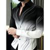New Men's 11 Color 3D Printed Shirt with High-quality Gradient Pattern, Casual and Fashionable Long Sleeved Lapel Shirt