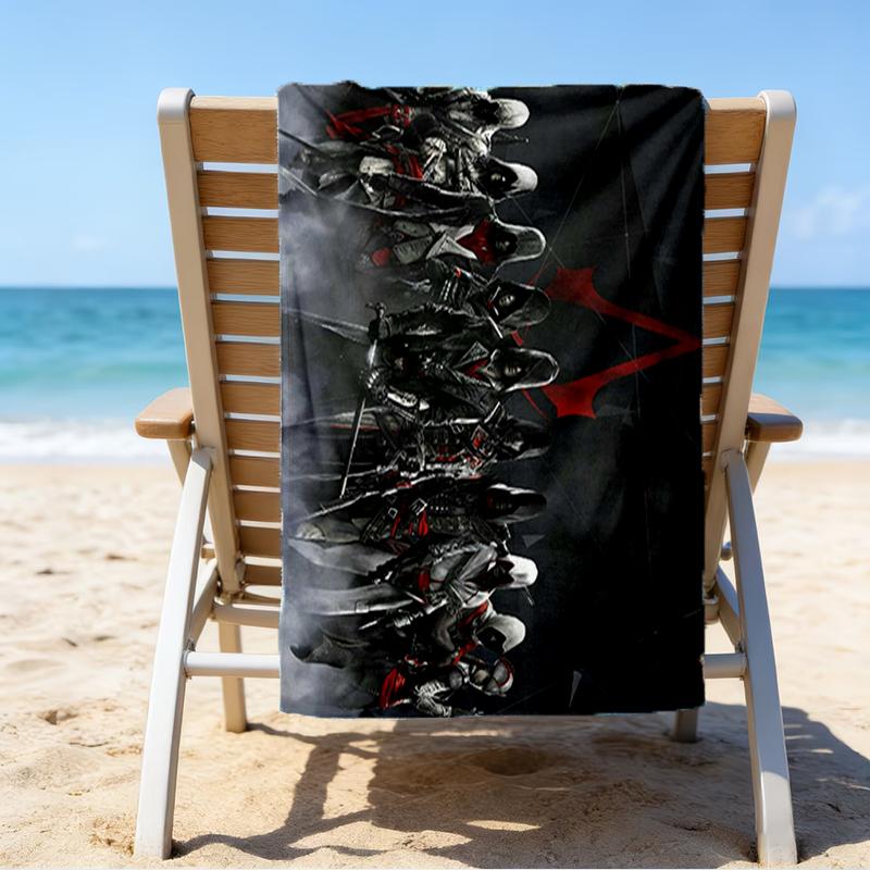 Ultra-Soft Beach Towel with Assassin's Creed Theme,Ideal for Pool - Camping, Diving - Perfect Travel Essential, Vibrant Beach Towel.