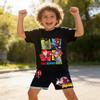 Boys' Summer Cartoon Spider-Man Short-Sleeve T-Shirt and Shorts Two-Piece Casual Sports Outfit