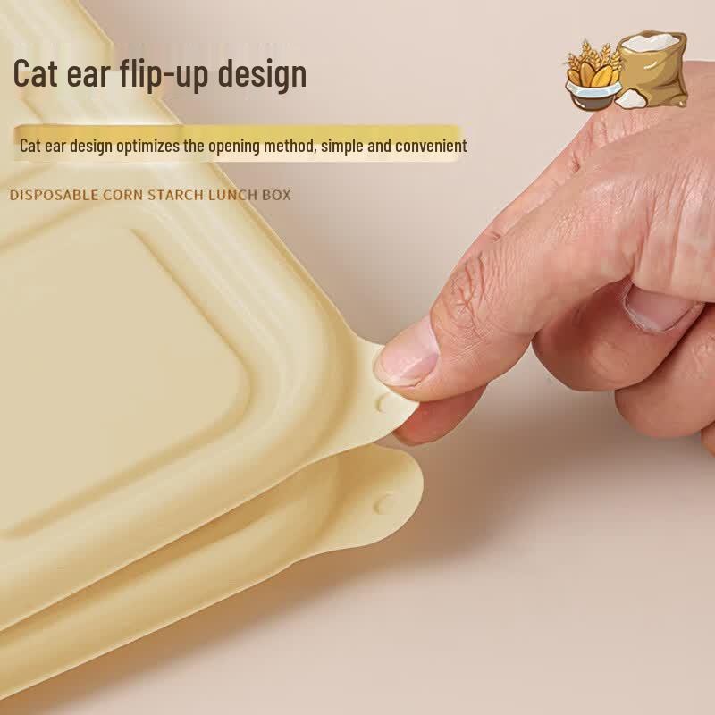 Yuzhou 1000ml 4-Compartment Degradable Microwaveable Lunch Box