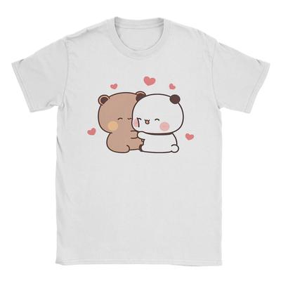 Bubu Panda And Dudu Bear TShirt Vintage Pure Cotton Tee Shirt Crewneck Short Sleeve T Shirts Graphic Printed Clothing