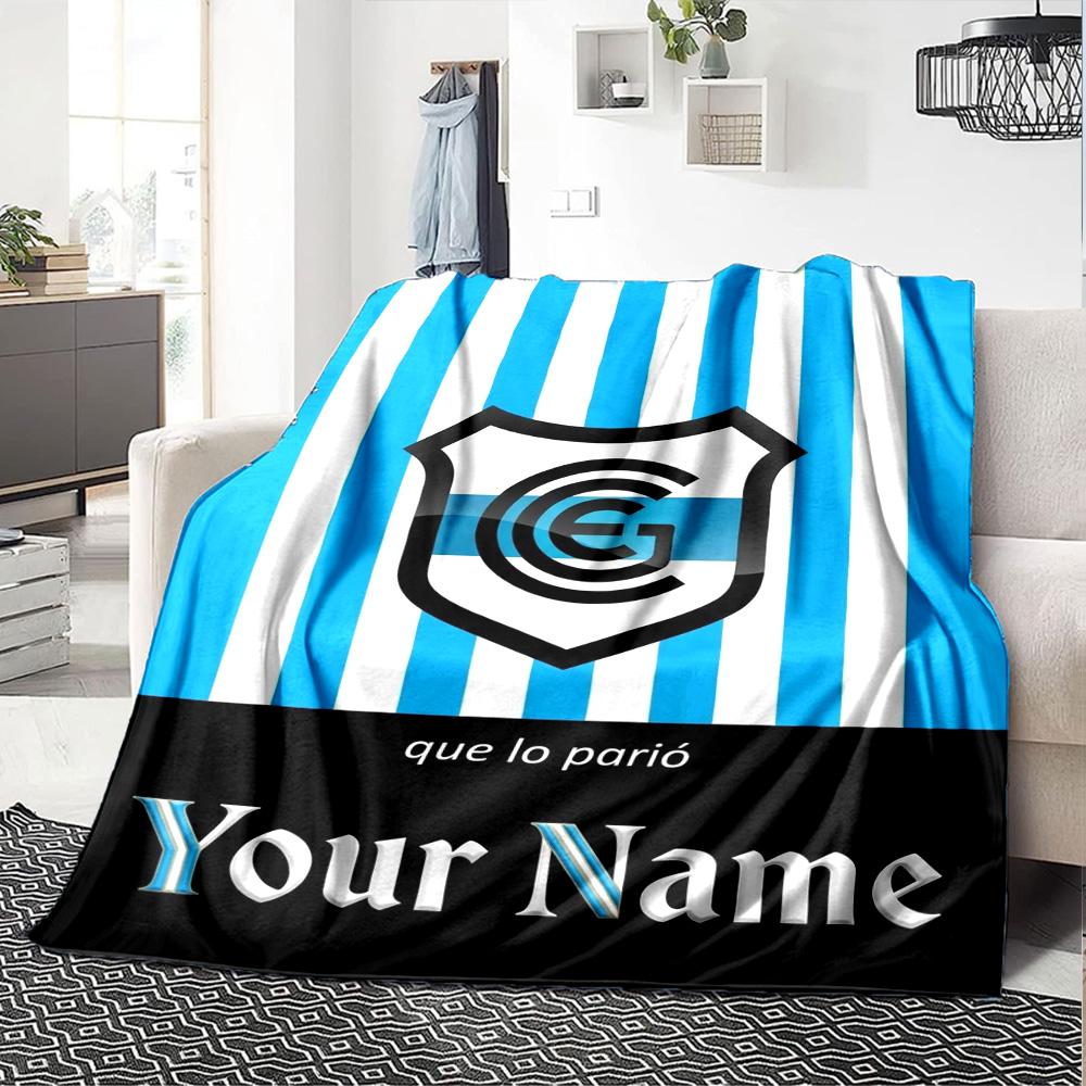 Name Custom Gimnasia de La Plata Print Flannel Blanket High Quality Warm Comfortable Cover for All Seasons Perfect for Gifts Home Decor