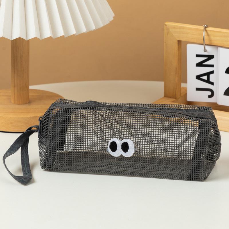 Bean Bean Cute Korean Style Large Capacity Mesh Pencil Case – Portable and Simple for Students