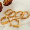 Retro Rhinestone Personalized Titanium Steel Gold-Plated Ring Female Floral Pattern Design Ring