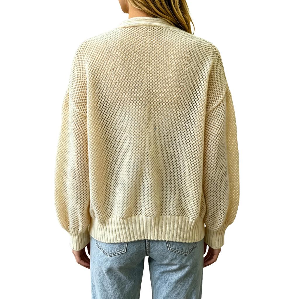 Women's Long Sleeve Button Down Cutout Cardigan Open Front Jacket Outerwear