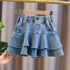 Girls' Korean-Style Denim Cake Skirt - Spring/Summer Fashionable Short Skirt/Pants