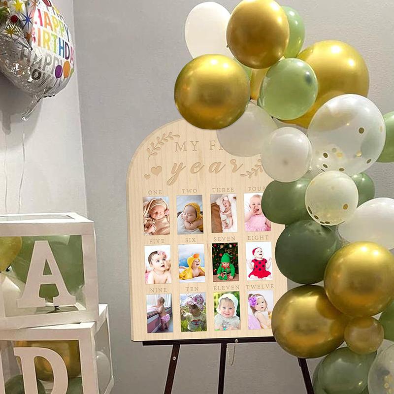 My First Year Wooden Po Board 12 Months Born Milestones Picture Frame Arch Door My First Year Picture Frame For Boys Girls